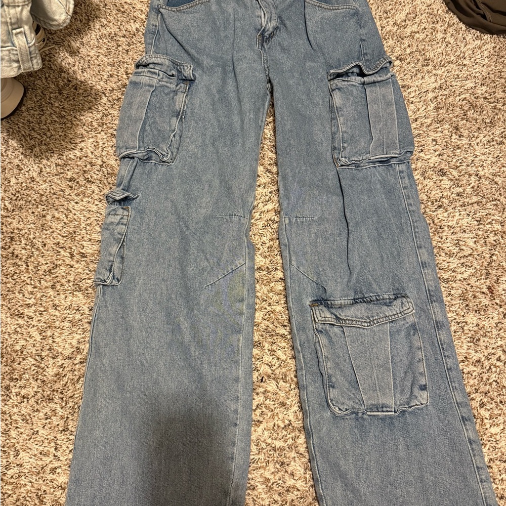 White fox Women's Blue Cargo Jeans